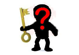 Shadow holding a key with a red question mark in front of the shadow